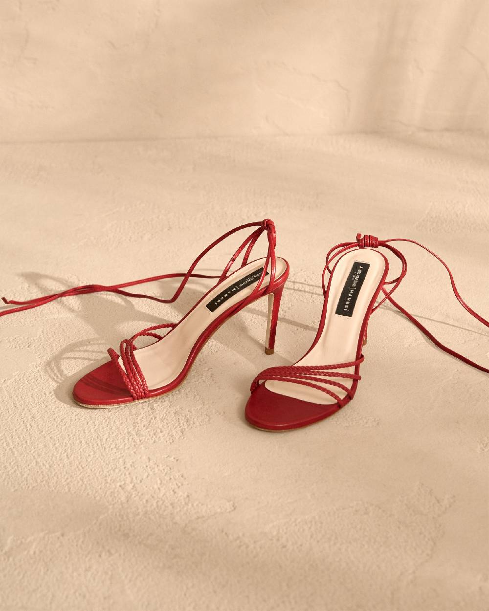 Manebí Savana Leather Braided Heels - Lace Up Bordeaux Offerte stagionali