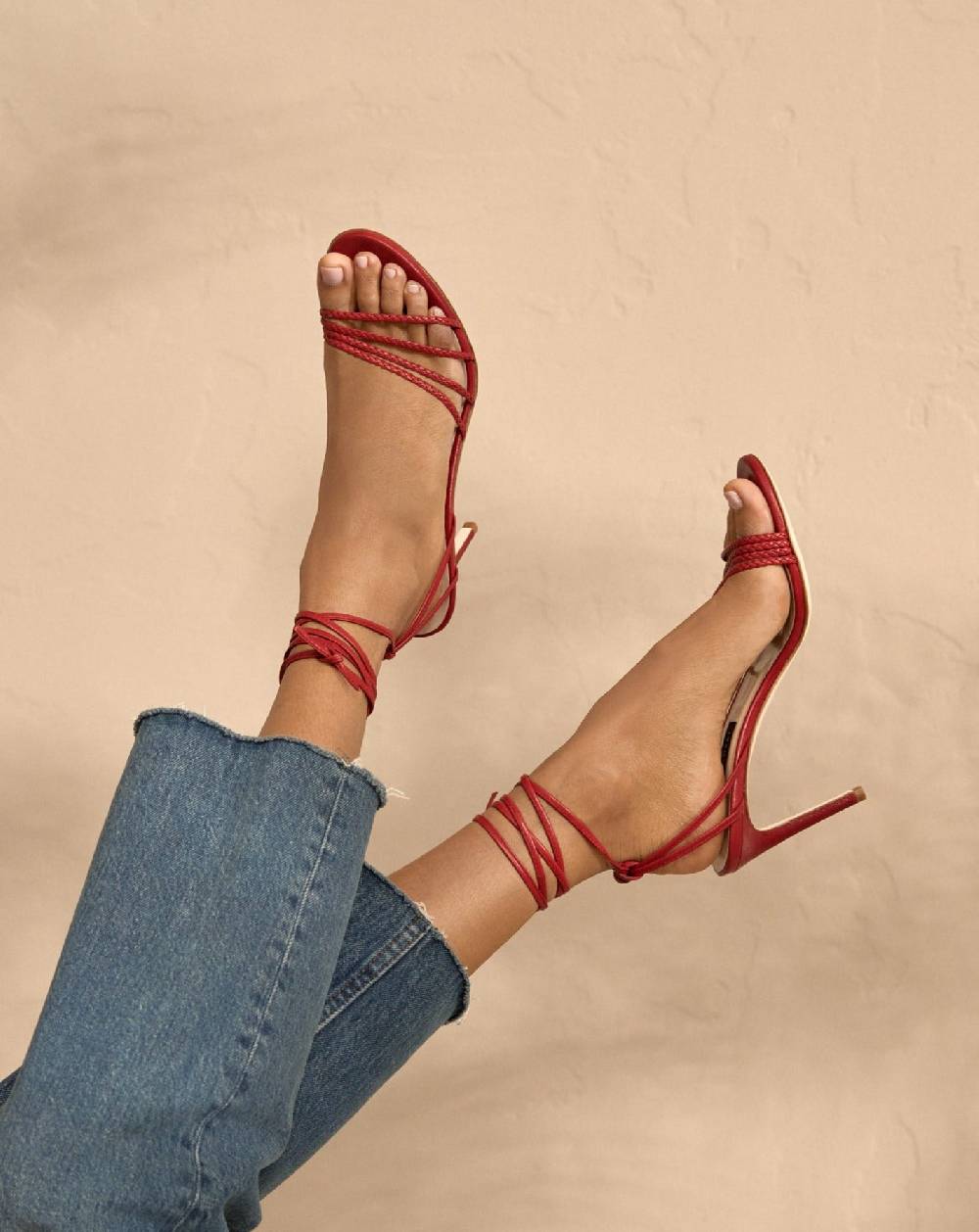 Manebí Savana Leather Braided Heels - Lace Up Bordeaux Offerte stagionali