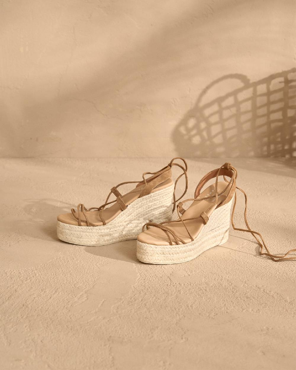 Manebí Portofino Soft Suede|Wedge Espadrilles - Lace-Up Tobacco Offerte giornaliere