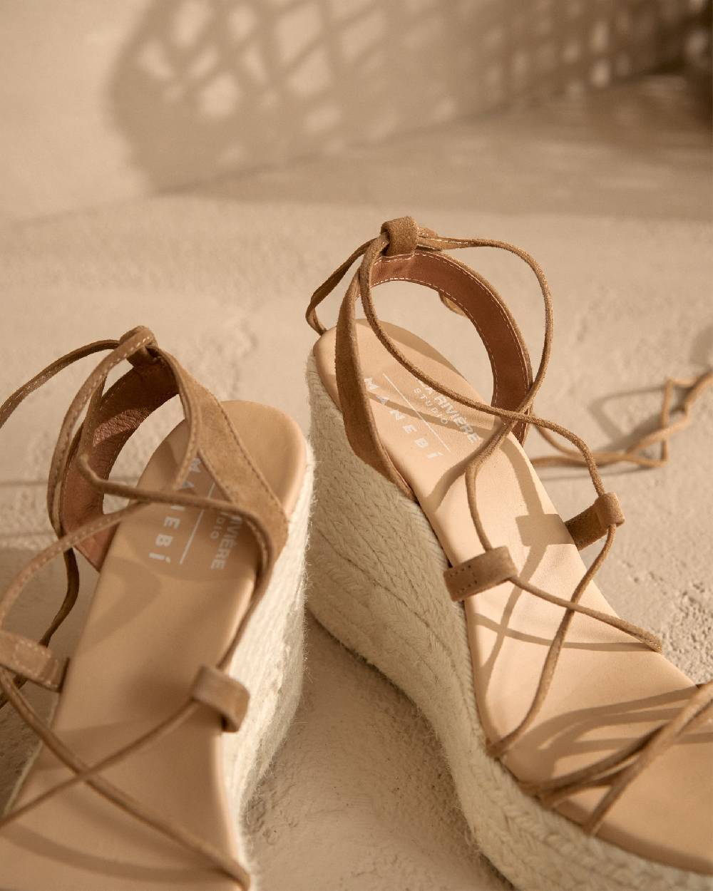 Manebí Portofino Soft Suede|Wedge Espadrilles - Lace-Up Tobacco Offerte giornaliere