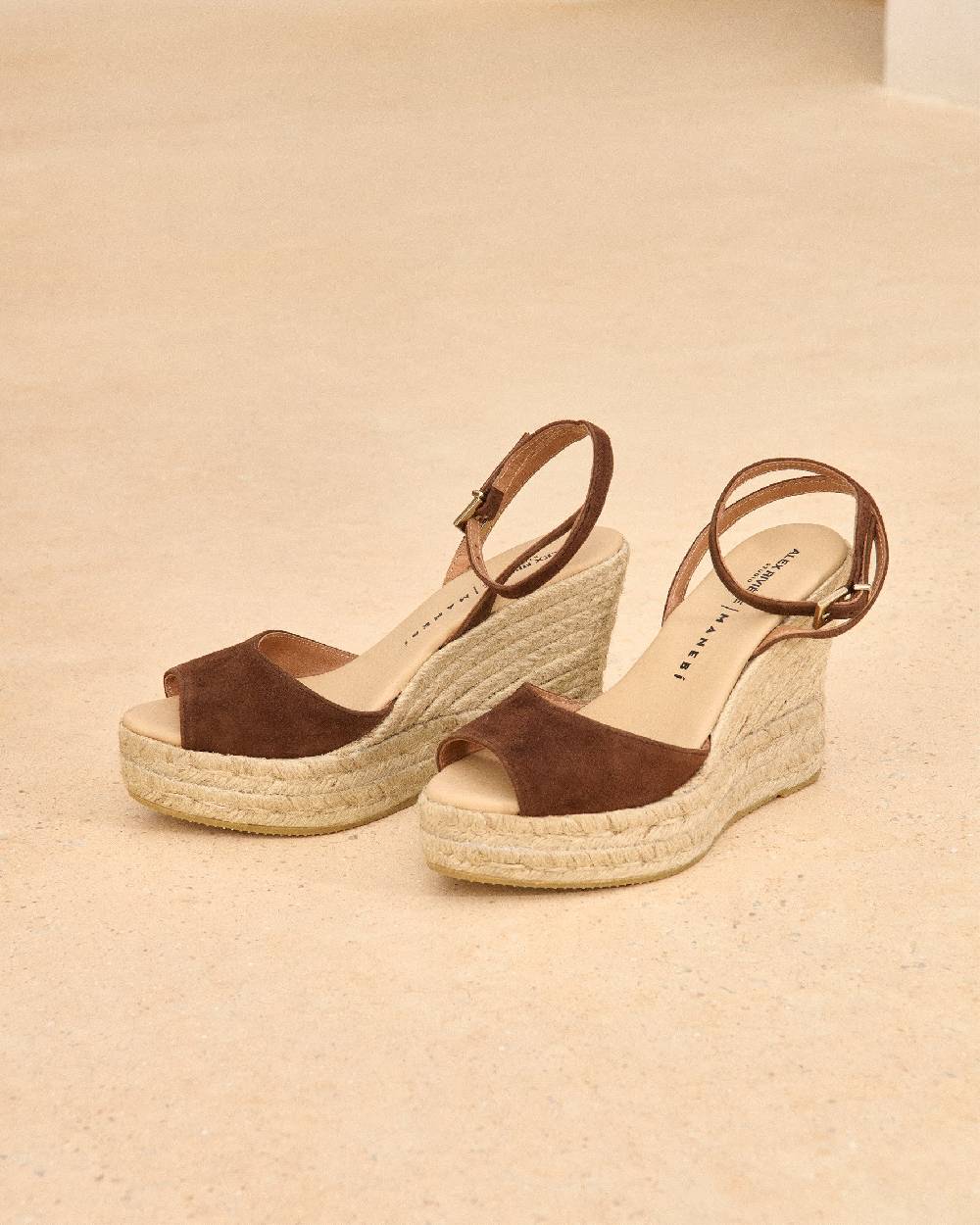 Manebí Viky Soft Suede Open Toe|Wedge Espadrilles - Tobacco Enormi risparmi