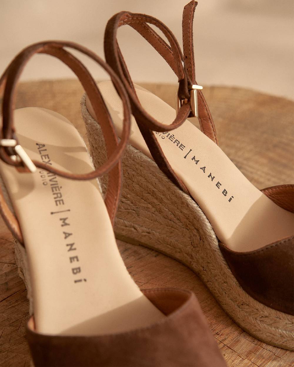 Manebí Viky Soft Suede Open Toe|Wedge Espadrilles - Tobacco Enormi risparmi
