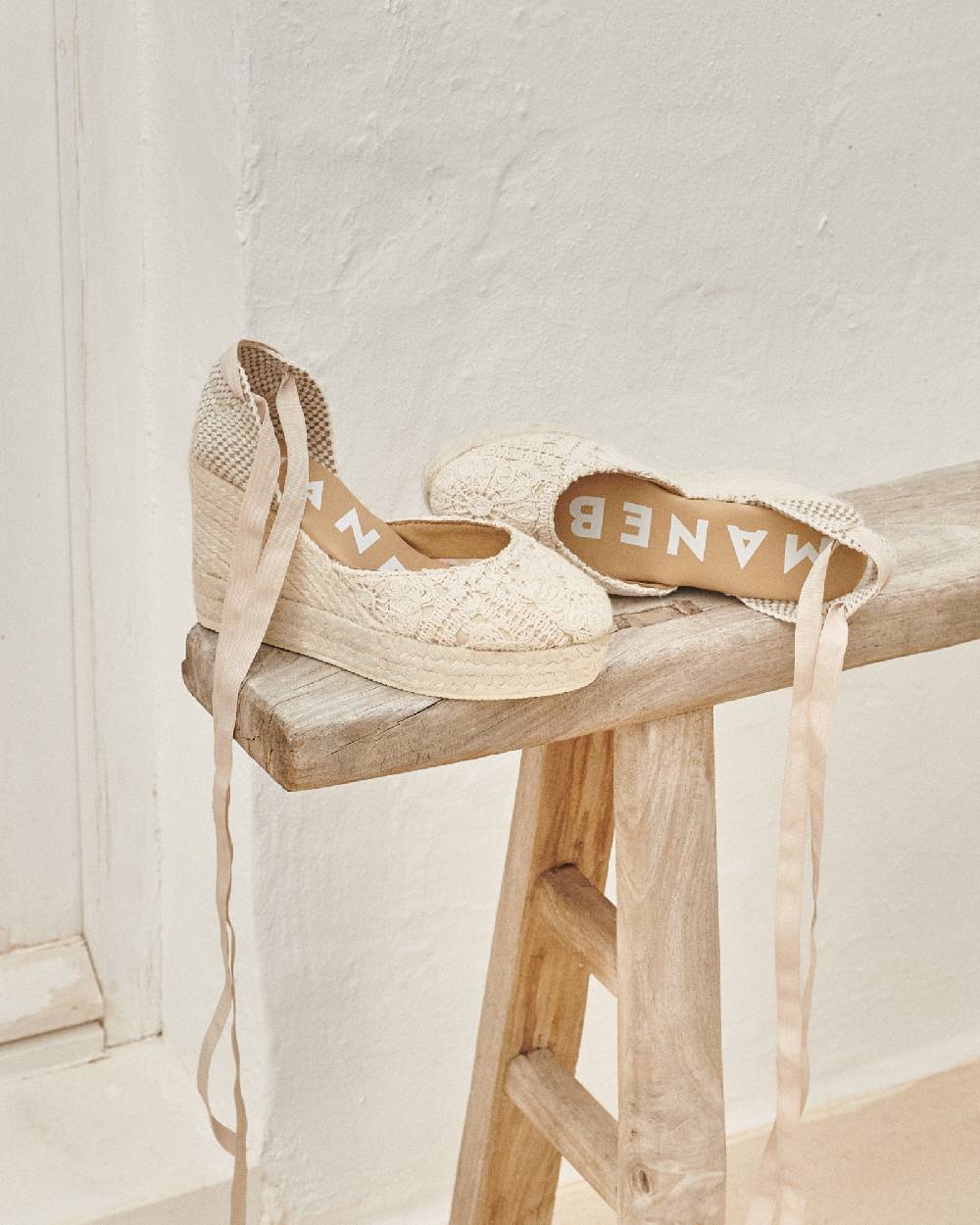 Manebí Cotton Crochet|Wedge Espadrilles - Natural Prezzo basso