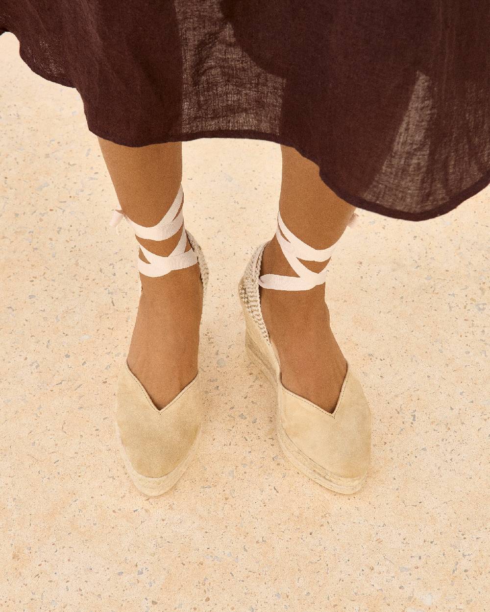 Manebí Soft Suede Heart-Shaped|Wedge Espadrilles - Hamptons Champagne Beige Offerta settimanale