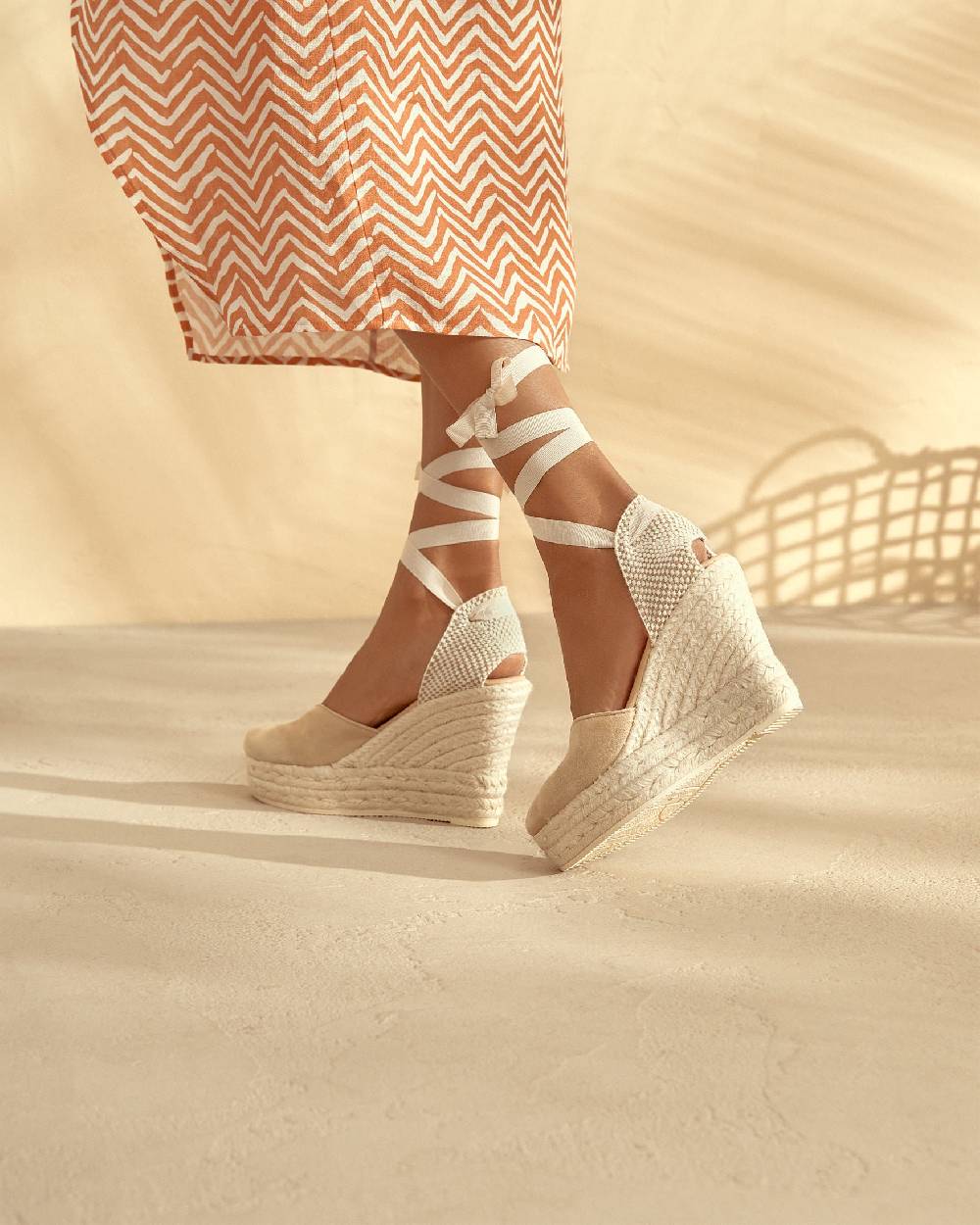 Manebí Soft Suede Heart-Shaped|Wedge Espadrilles - Hamptons Champagne Beige Offerta settimanale