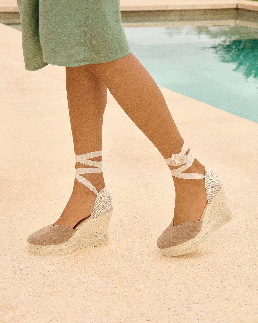 Manebí Soft Suede Heart-Shaped|Wedge Espadrilles - Hamptons Vintage Taupe Online