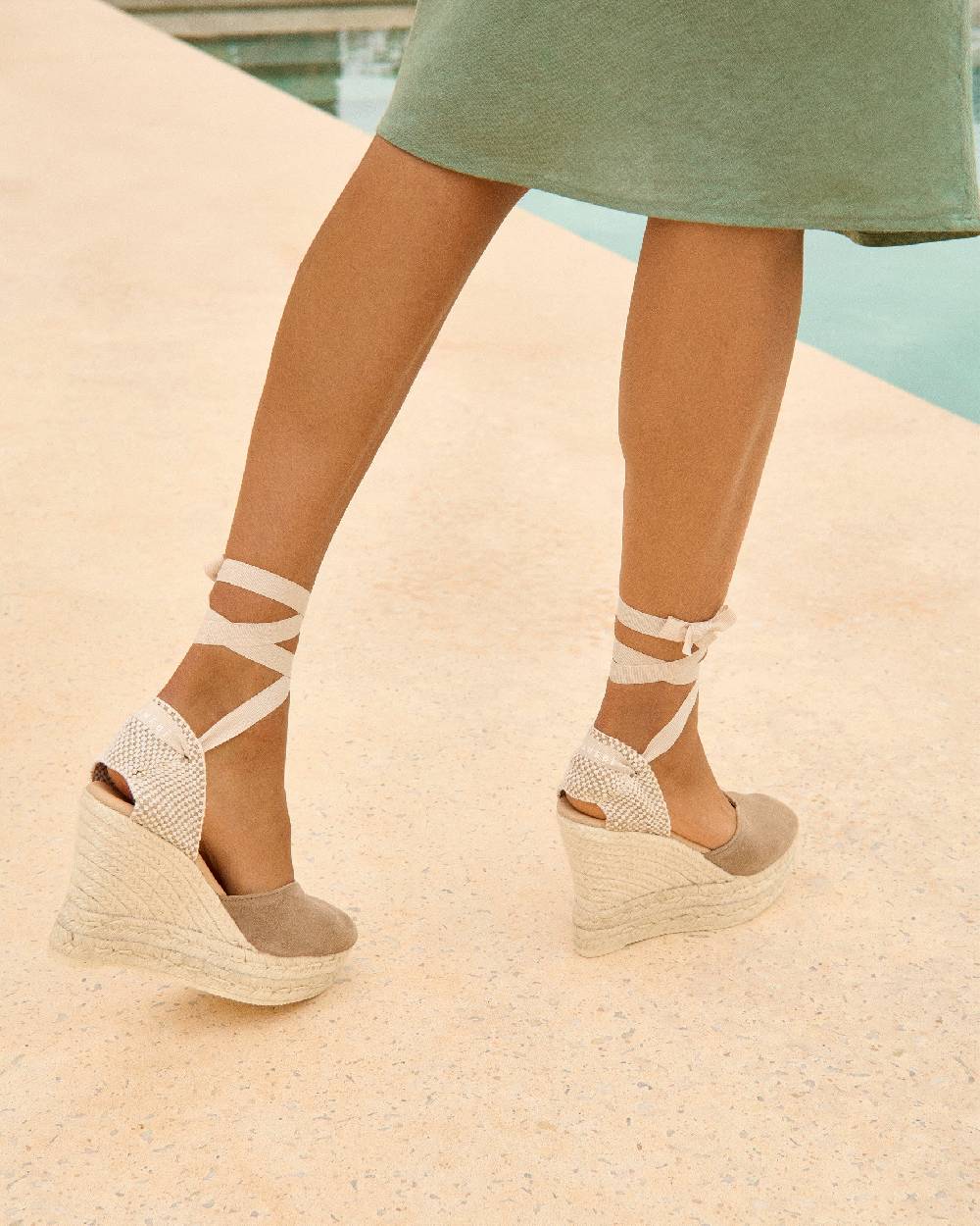 Manebí Soft Suede Heart-Shaped|Wedge Espadrilles - Hamptons Vintage Taupe Online