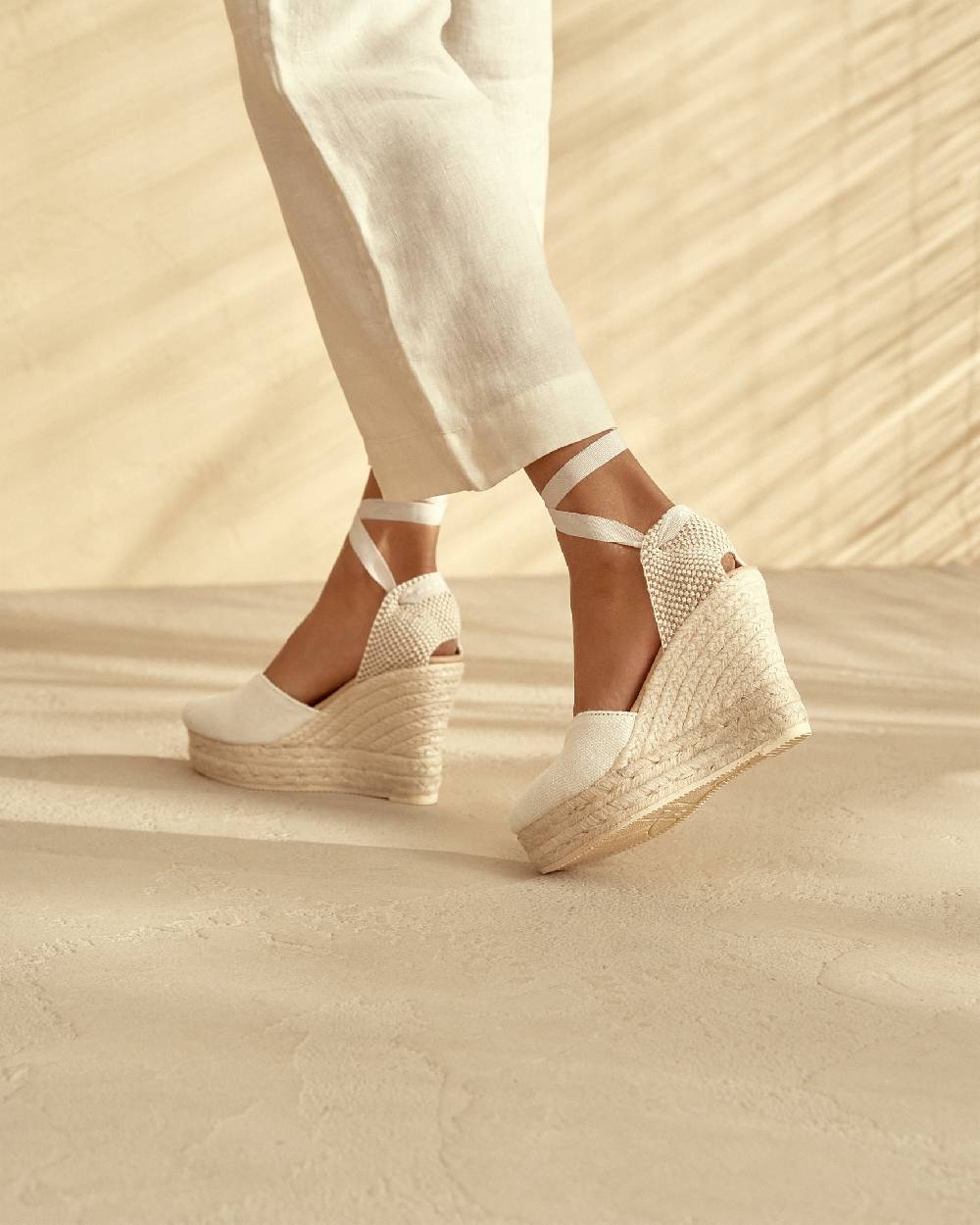 Manebí Organic Hemp Heart-Shaped|Wedge Espadrilles - La Havana White ACQUISTA ORA