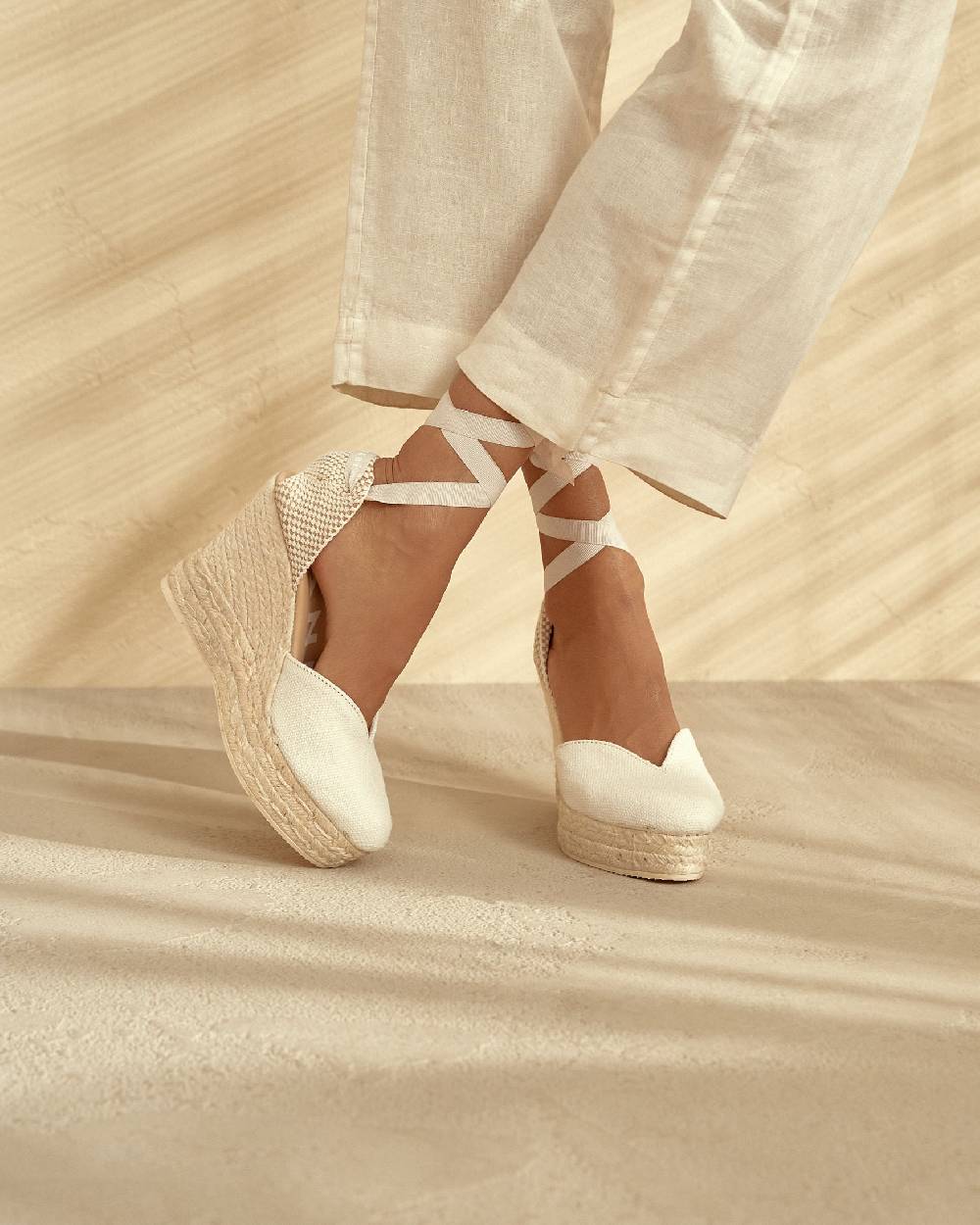 Manebí Organic Hemp Heart-Shaped|Wedge Espadrilles - La Havana White ACQUISTA ORA