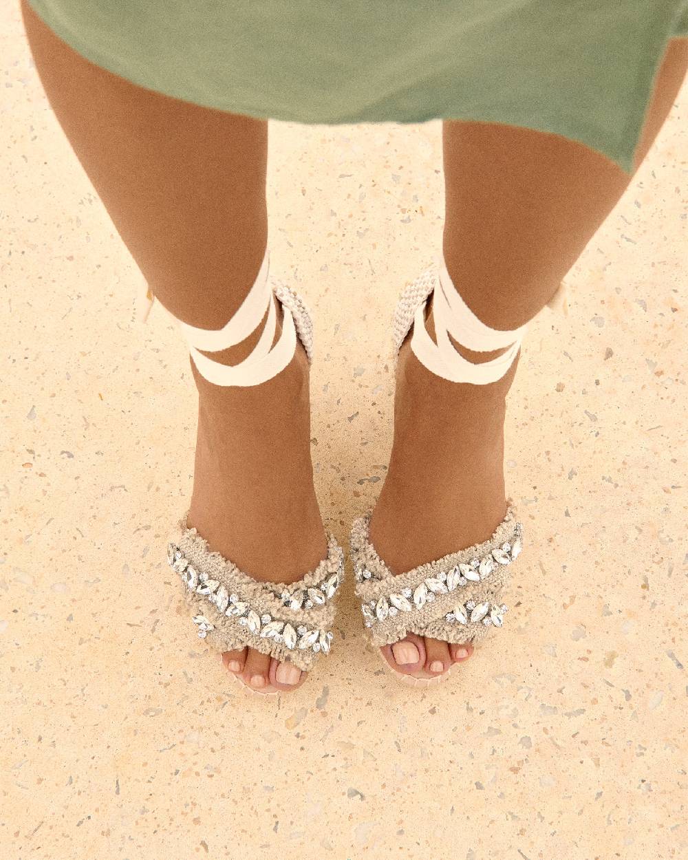 Manebí Organic Hemp with Crystals|Crossed Wedges Valenciana - Capri Natural With Gems Ultimi due giorni