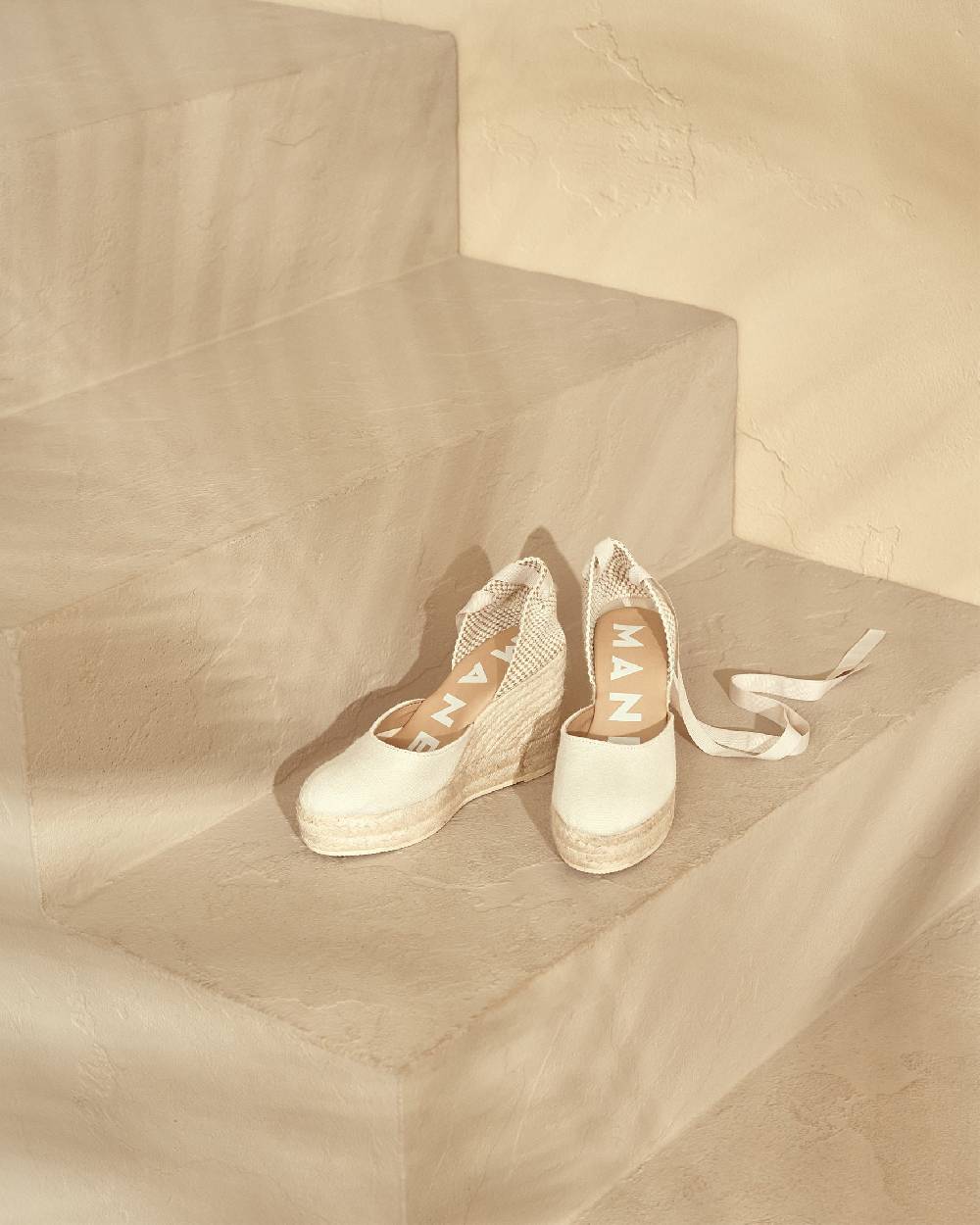 Manebí Organic Hemp Wedge Espadrilles - La Havana White Only for today