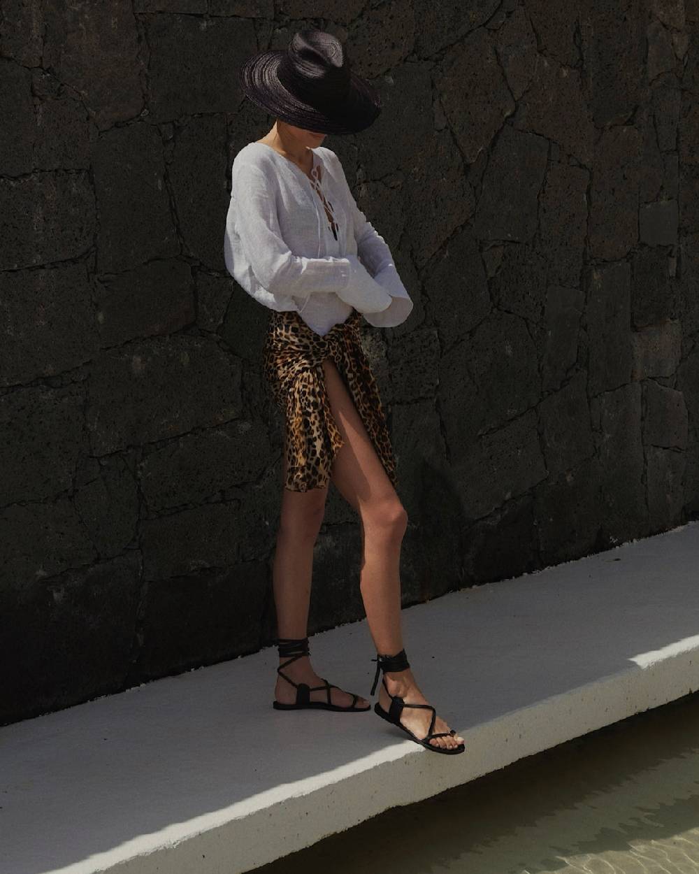 Manebí St. Tropez Leather Sandals - Tie-Up Black Officina