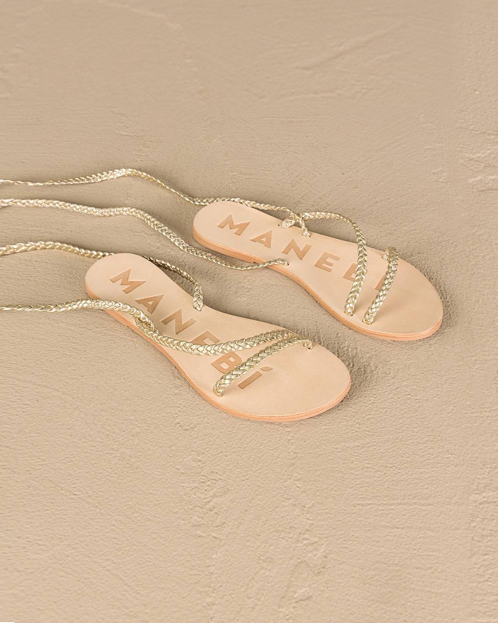 Manebí Leather Sandals|Tie-Up Multi Braid Bands - Platinum Esporta salva