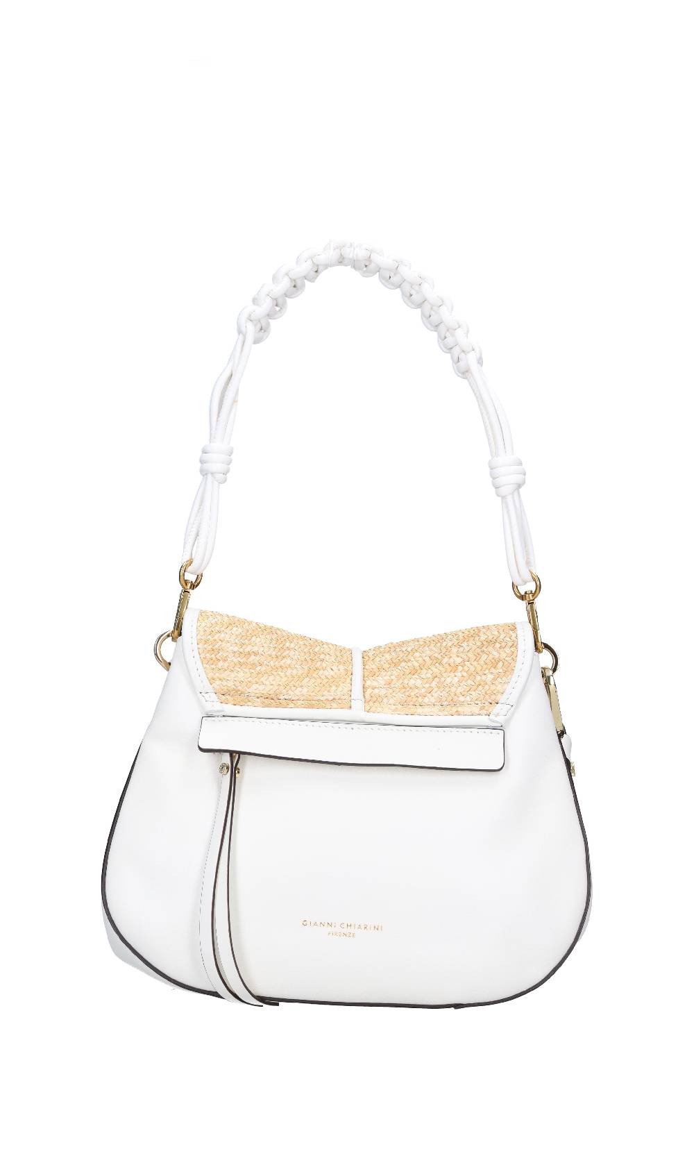 GIANNI CHIARINI Tracolla Helena Round in pelle e rafia Moda