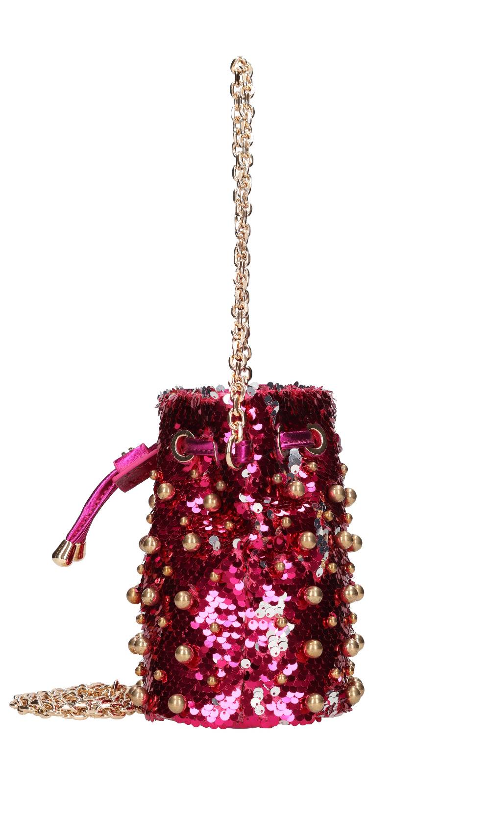 LA CARRIE Borsa in paillettes ed ecopelle con borchie sferiche applicate Fino Al -60%