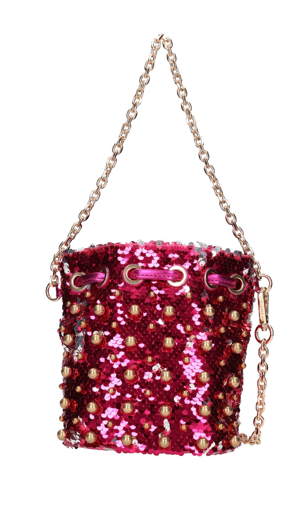 LA CARRIE Borsa in paillettes ed ecopelle con borchie sferiche applicate Fino Al -60%