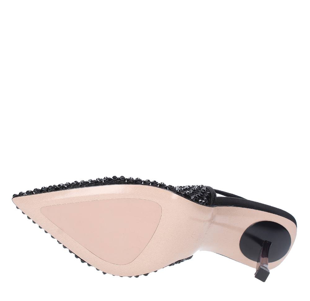 LE SILLA Sandali Slingback in pelle raso nylon e cristalli Convenienza