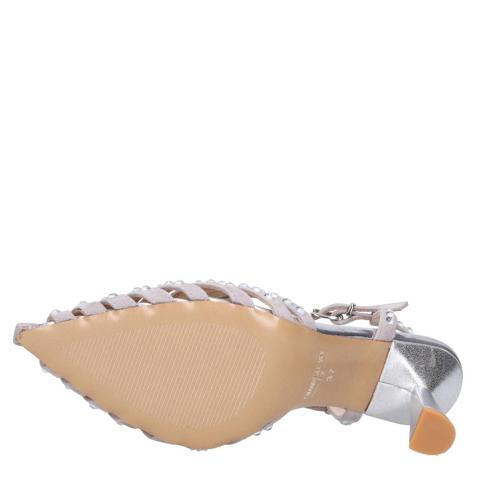 EMANUELLE VEE Décolleté Slingback in pelle e strass Shopping Online