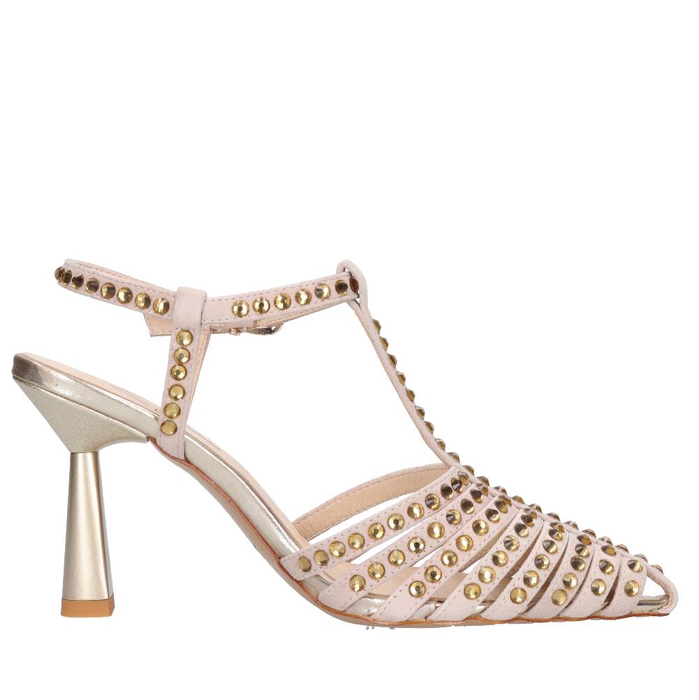 EMANUELLE VEE Décolleté in pelle e strass Online