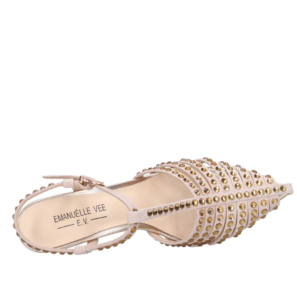 EMANUELLE VEE Décolleté in pelle e strass Online