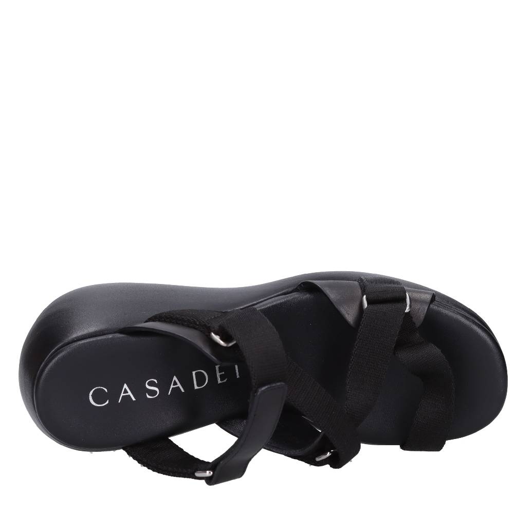CASADEI Mules Zeppa in pelle e tessuto Vendita
