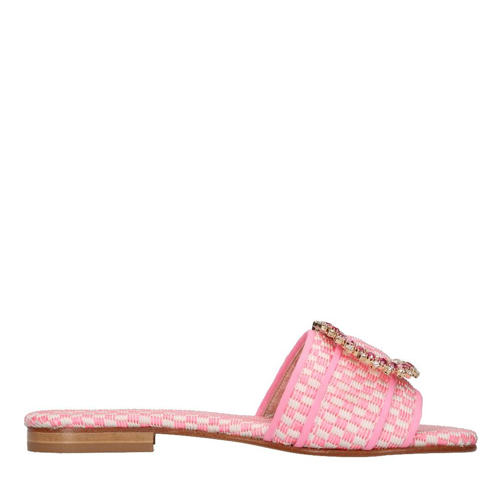 EMANUELA CARUSO Mules in rafia e tessuto In Saldo