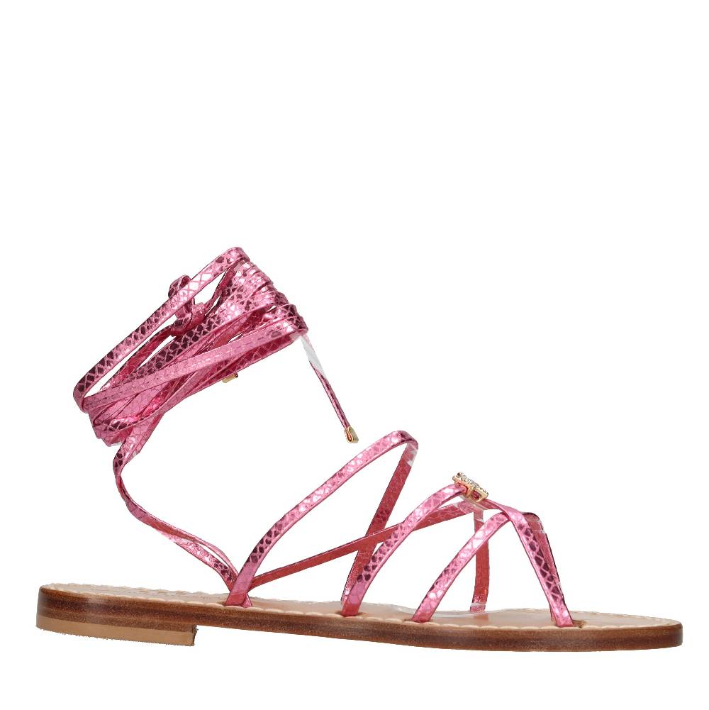EMANUELA CARUSO Sandali flat infradito in pelle Italy
