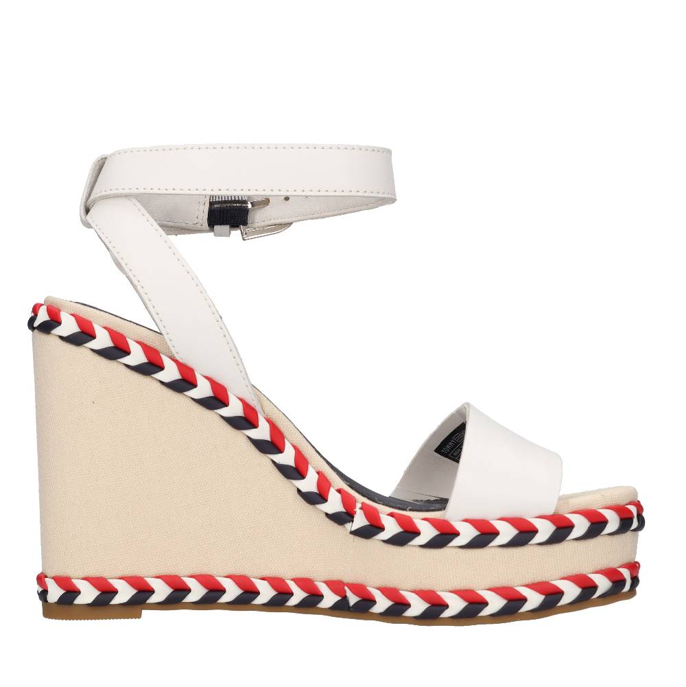 TOMMY HILFIGER Sandali con zeppa in pelle Consegna Veloce