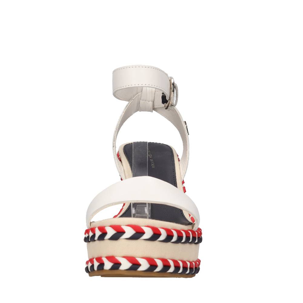 TOMMY HILFIGER Sandali con zeppa in pelle Consegna Veloce