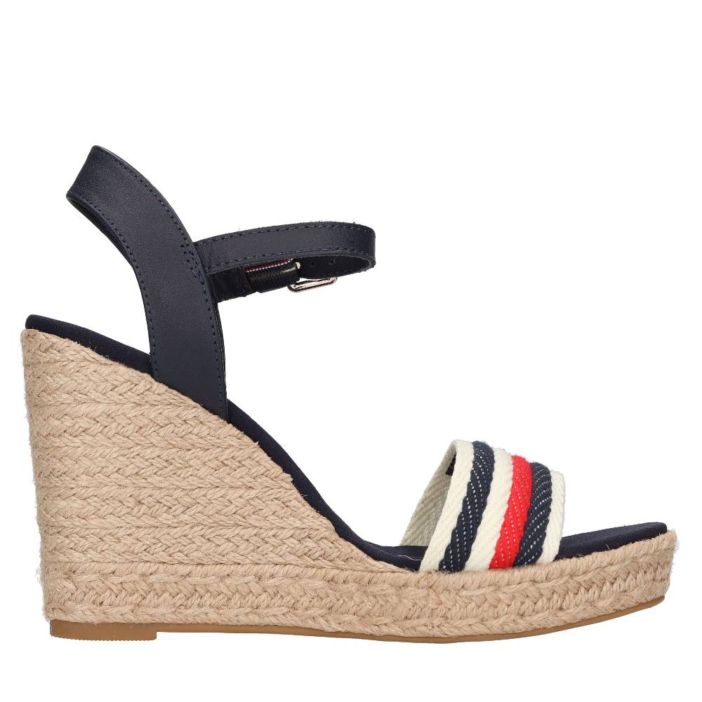 TOMMY HILFIGER Sandali con zeppa in pelle e tessuto Affare Del Giorno