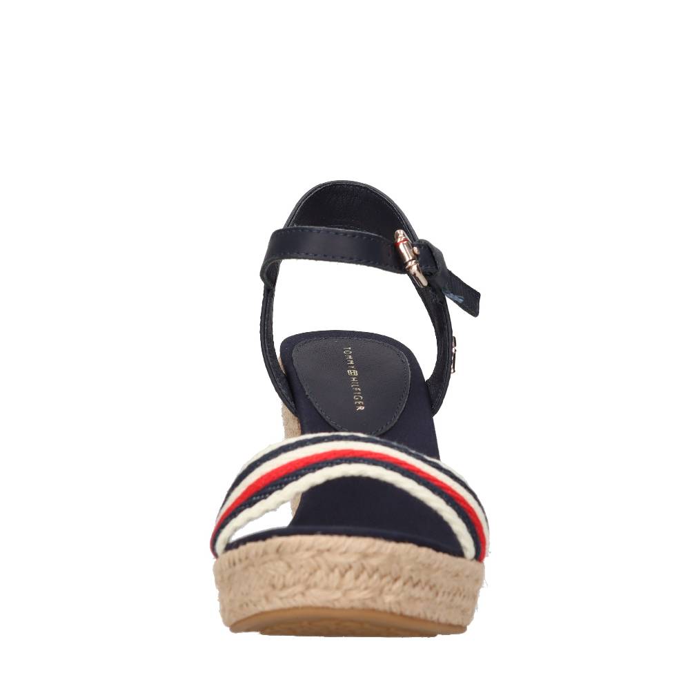 TOMMY HILFIGER Sandali con zeppa in pelle e tessuto Affare Del Giorno