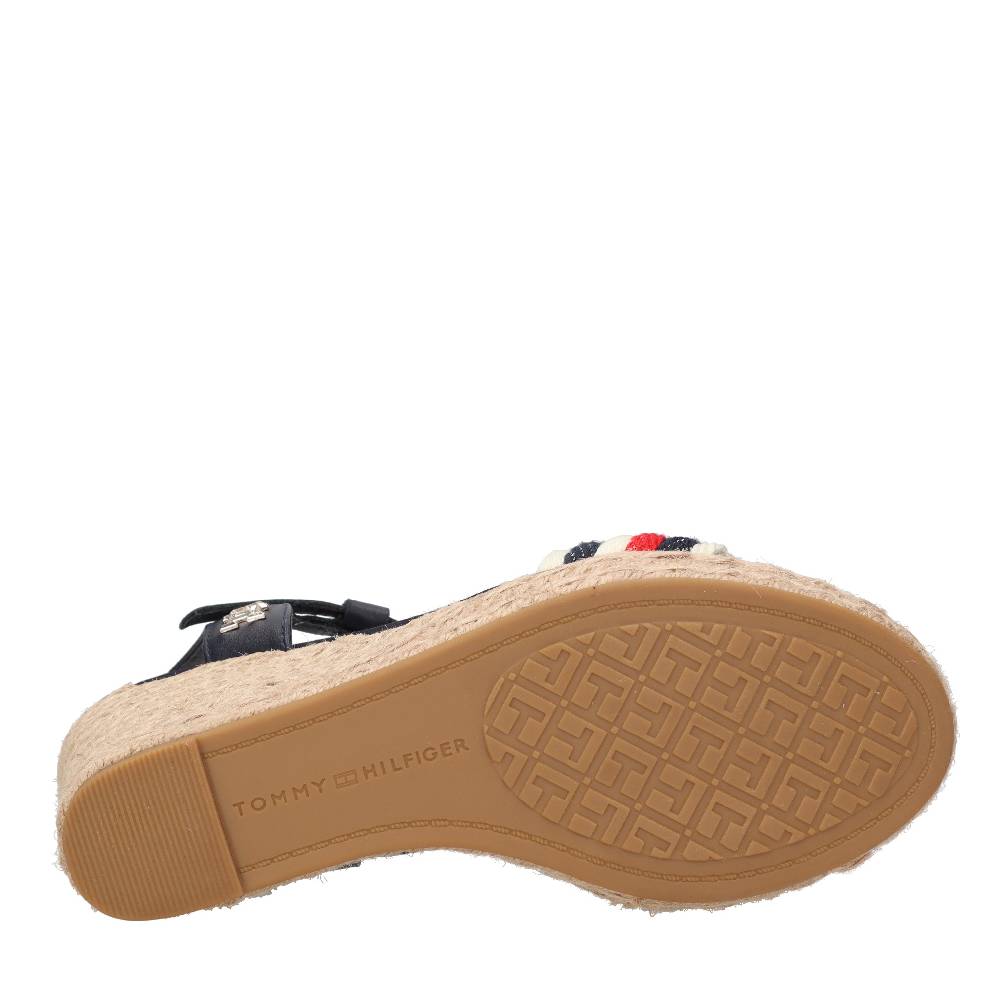 TOMMY HILFIGER Sandali con zeppa in pelle e tessuto Affare Del Giorno