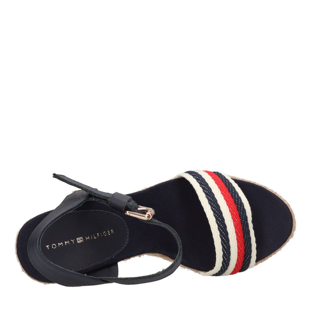 TOMMY HILFIGER Sandali con zeppa in pelle e tessuto Affare Del Giorno