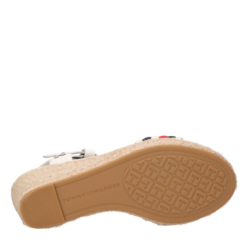 TOMMY HILFIGER Sandali con zeppa in pelle e tessuto Prezzo Ridotto