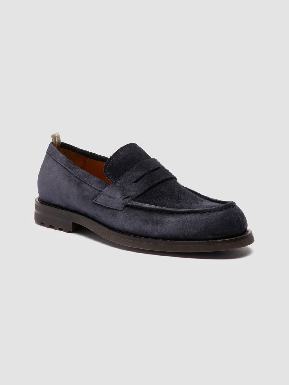 Officine Creative BELMONDO 006 Mocassini Penny in Pelle Scamosciata Blu Grandi sconti