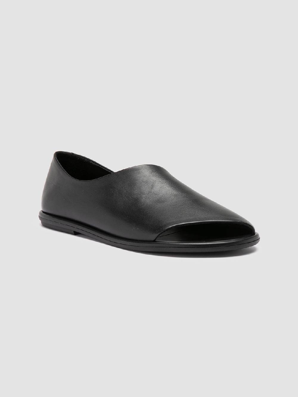 Officine Creative MIENNE 102 Scarpe Peep Toe in Pelle Nera Presa