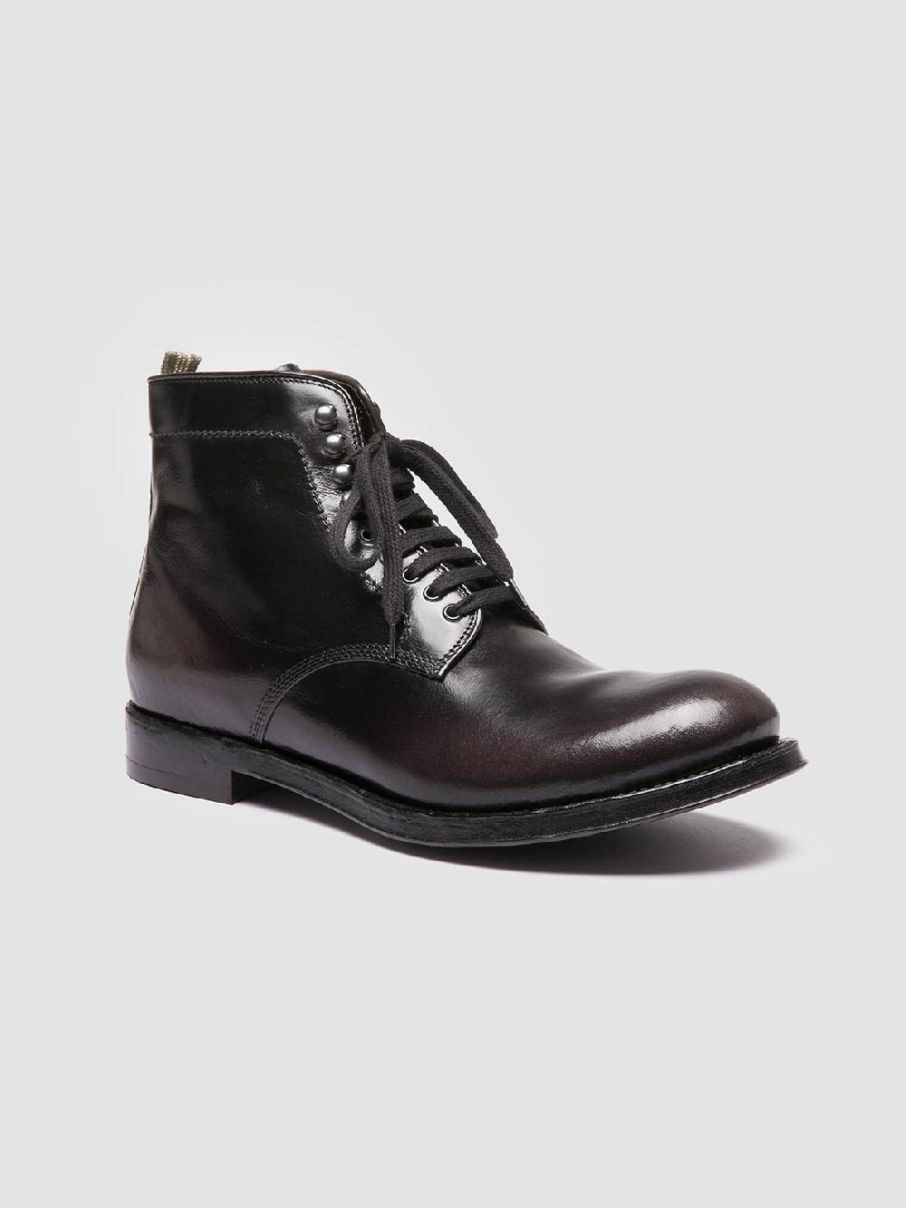 Officine Creative ADMIRAL 004 Stivali Stringati in Pelle Grigia Qualità