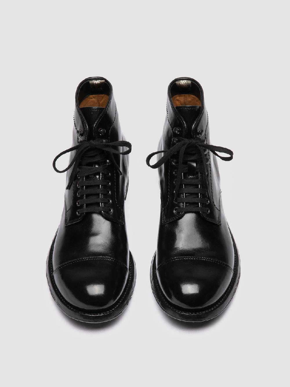 Officine Creative ADMIRAL 005 Stivali Stringati in Pelle Nera Vendita