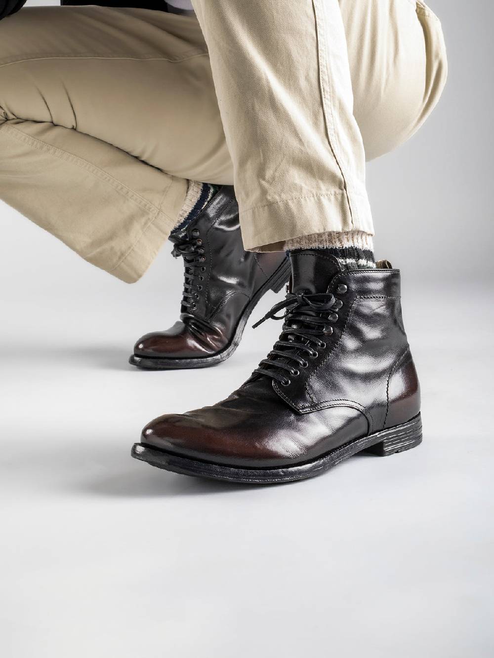 Officine Creative ANATOMIA 013 Stivaletti in Pelle Marrone Negozi Online