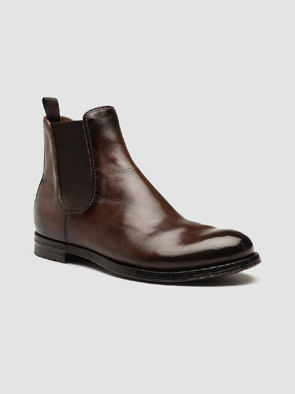 Officine Creative ANATOMIA 083 Stivaletti Chelsea in Pelle Marrone Presa