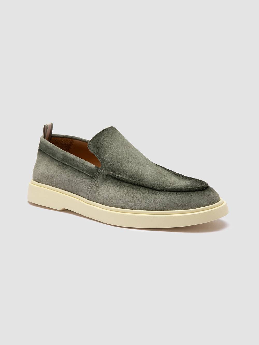 Officine Creative BONES 002 Mocassini in Pelle Scamosciata Verde Nuova