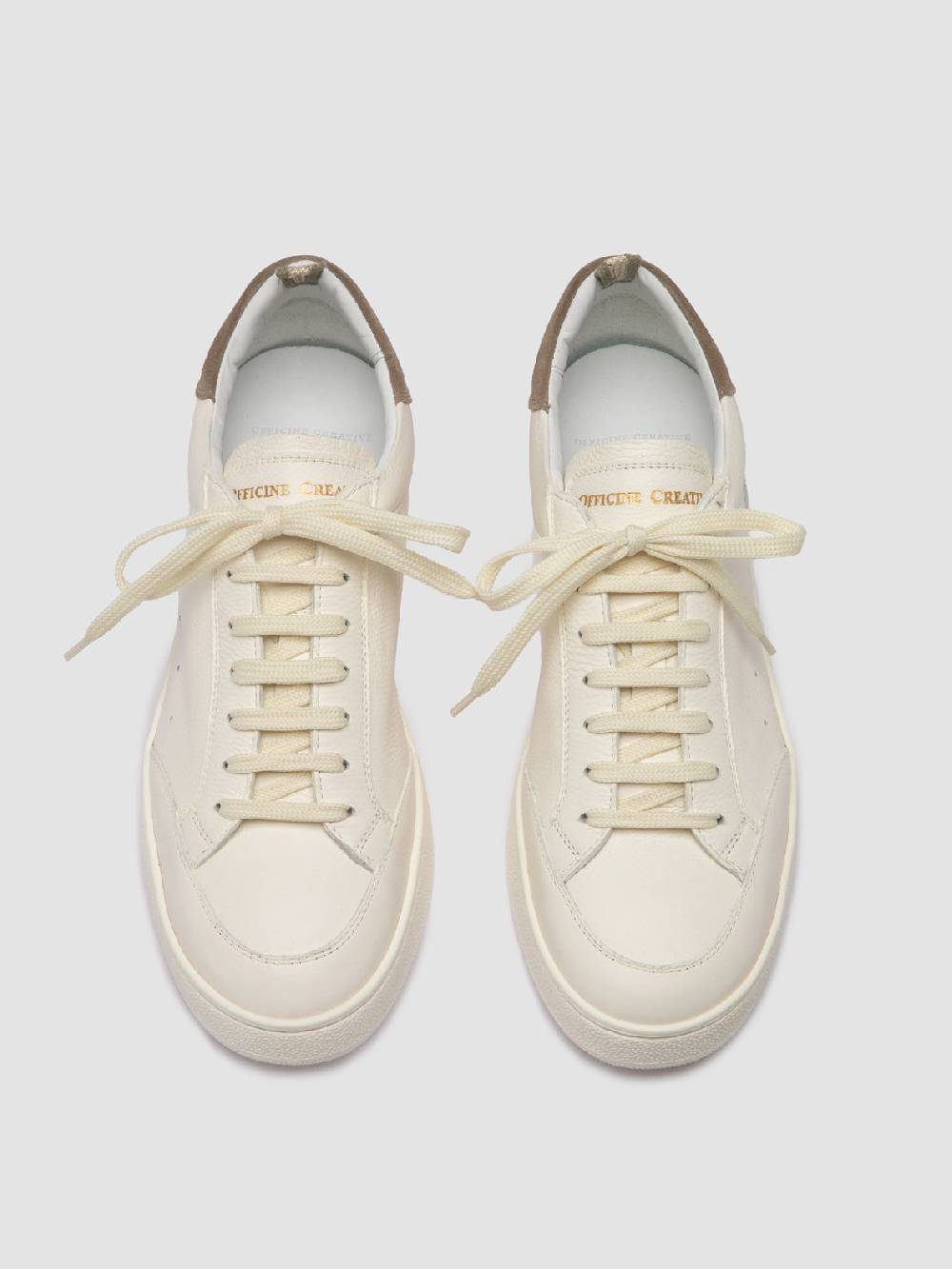 Officine Creative THE DIME 001 Sneaker Basse in Pelle Scamosciata Bianca In Linea