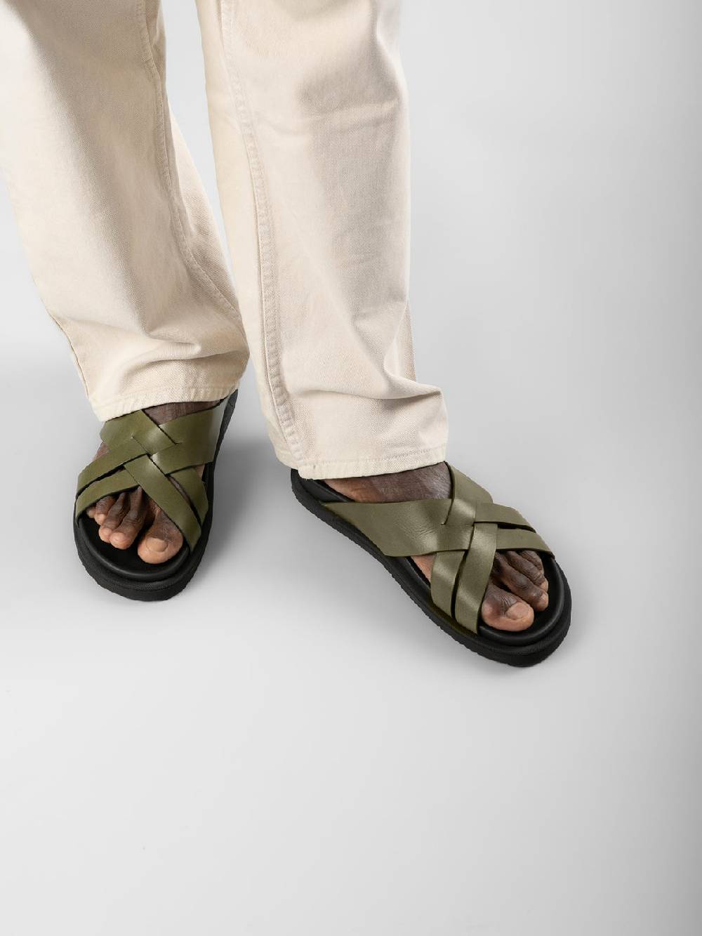 Officine Creative CHARRAT 003 Sandali in Pelle Marrone Affare Del Giorno