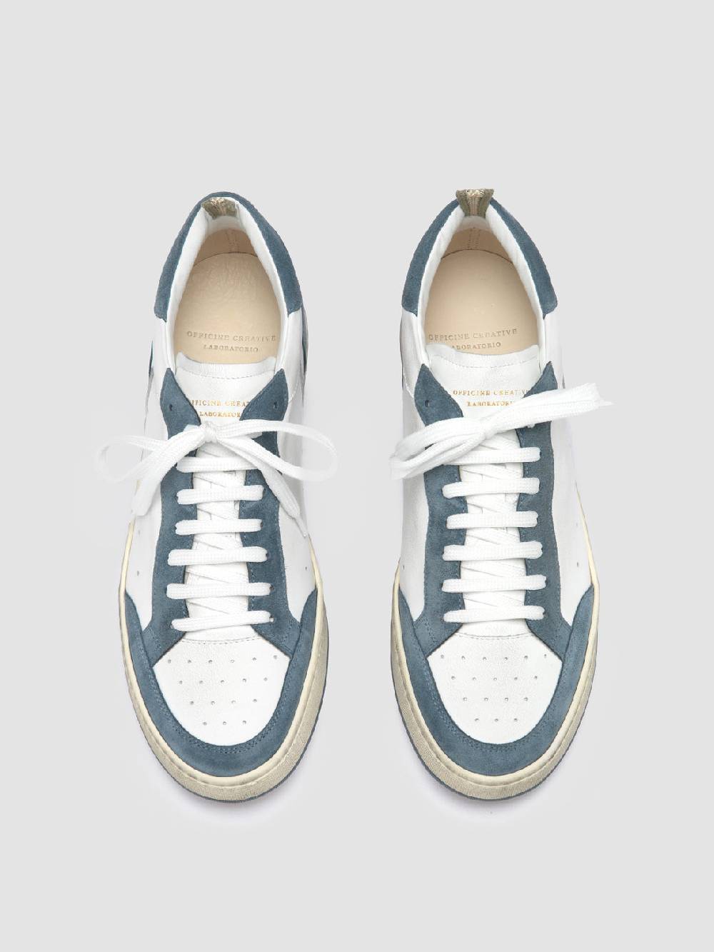 Officine Creative MAGIC 001 Sneakers Basse in Pelle e Camoscio Bianca Sconto