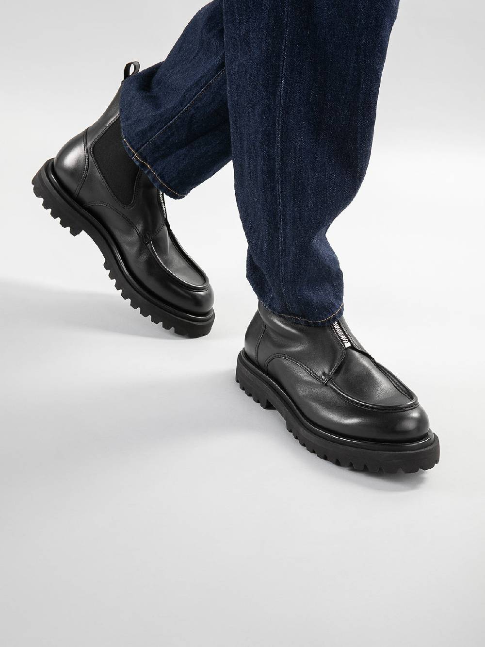 Officine Creative EVENTUAL 018 Stivali Zip in Pelle Nera Vendite Flash