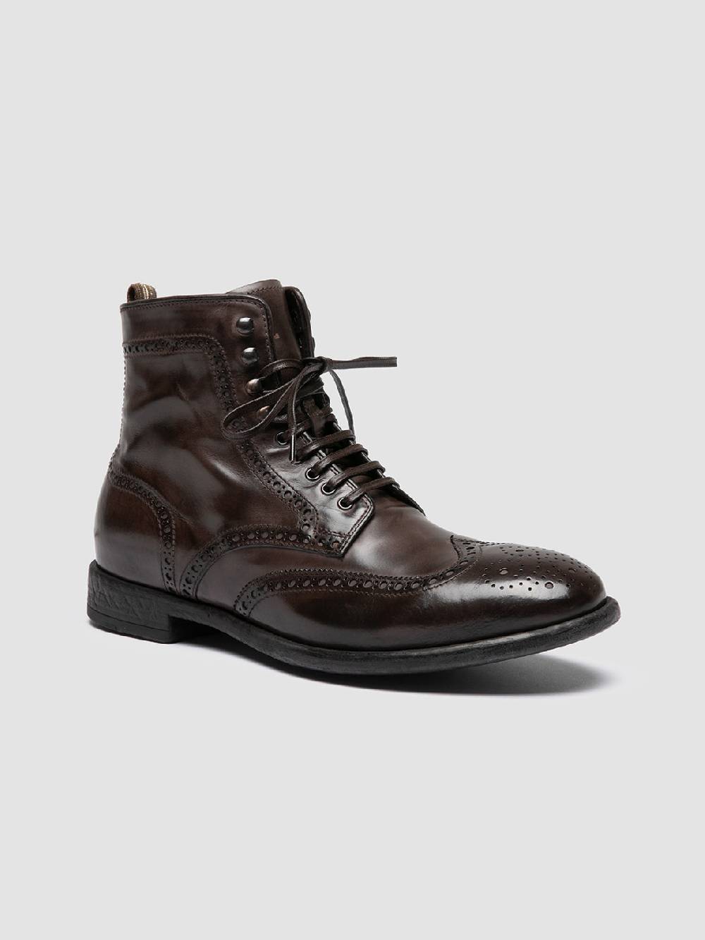 Officine Creative EMORY CAOU 014 Stivali Marrone Scuro in Pelle Vendita Calda