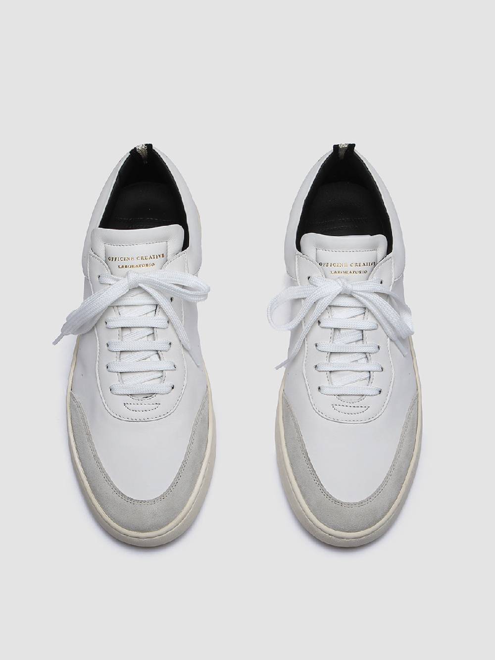 Officine Creative KRIS LUX 001 Sneakers in Pelle Liscia e Scamosciata Bianca Moda