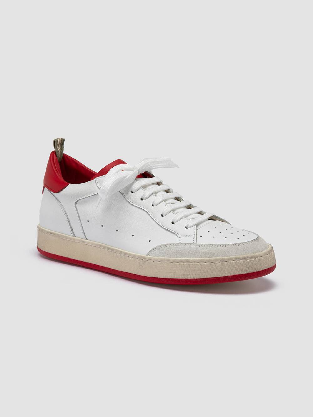 Officine Creative MAGIC 008 Sneakers Basse in Pelle e Camoscio Bianca In Linea