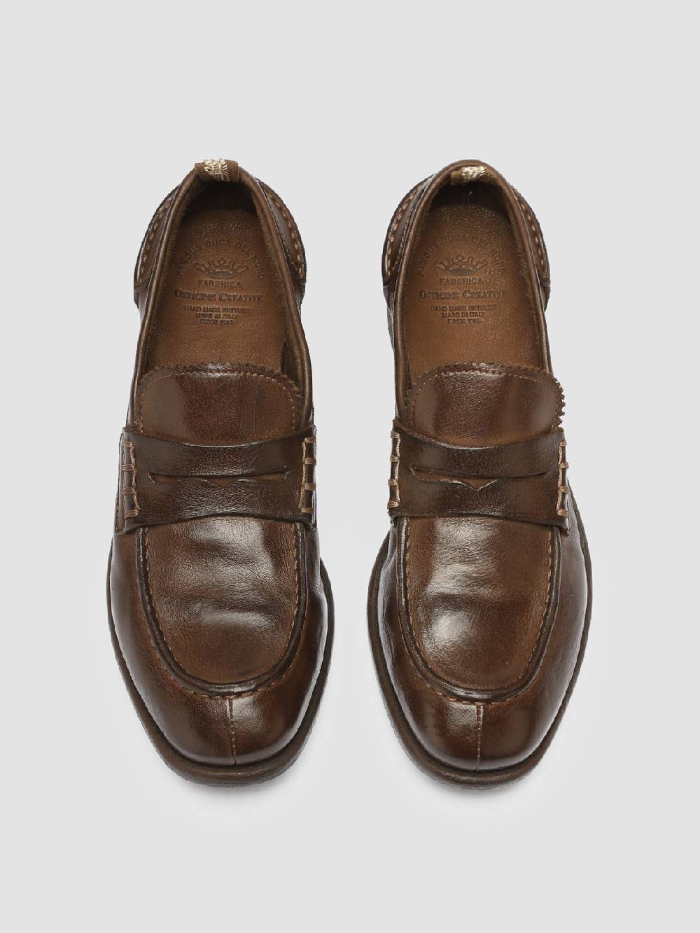 Officine Creative CALIXTE 042 Mocassini Penny in Pelle Marrone Pezzi Unici