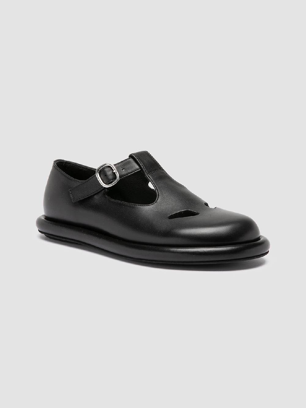 Officine Creative ESTENS 106 Scarpe Basse T-Bar in Pelle Nera Consegna Veloce